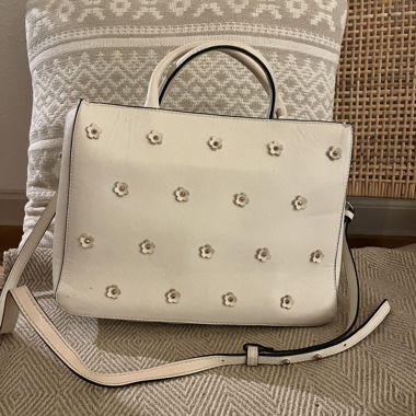 White Handbag with Flowers