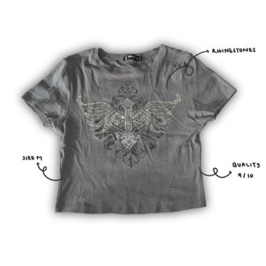 Grey Top with Rhinestones