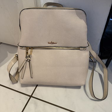 Beige backpack with logo