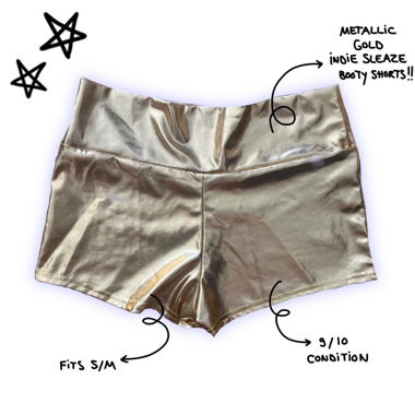 y2k indiesleaze golden metallic low-waist shorts