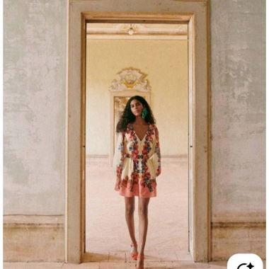 Sézane Amore dress with placed roses 40FR