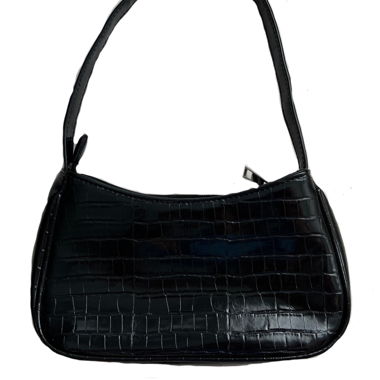 Sac bandoulière noir effet croco
