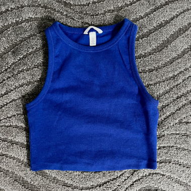 H&M - Top tank cropped blu reale