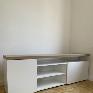 TV Cabinet with Plenty of Storage, Wood/White