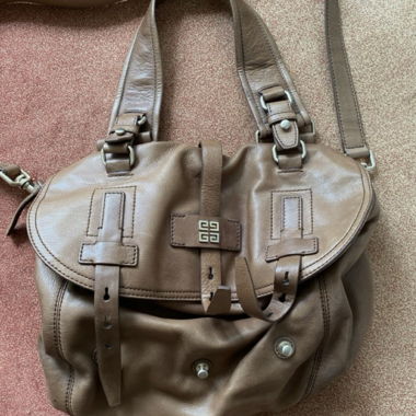 Sac bandoulière en cuir brun vintage Givenchy