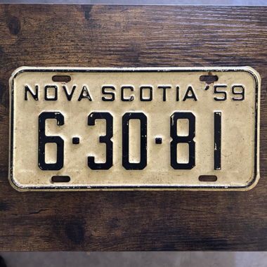 1959 Vintage Autoschild Nova Scotia 6-30-81 Kanada