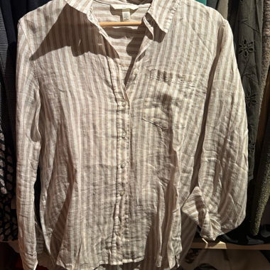 Blusa di lino rigata beige di H&M