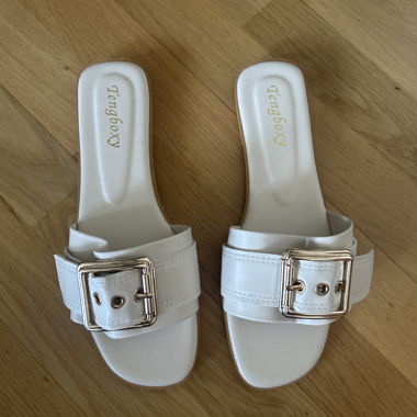 White Slides with Buckle
