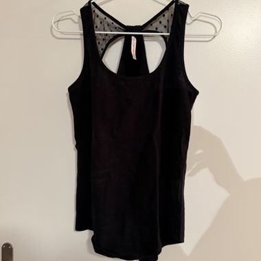 Black Tank Top with Dot Mesh