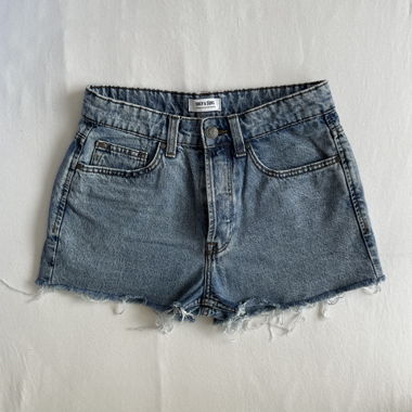 blue mid rise jeans shorts
