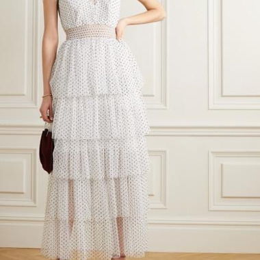 Weisses Kleid mit kleinen Punkte von Maje