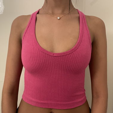 Pink Ribbed Tank Top