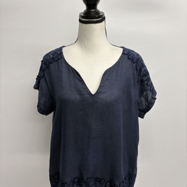 120% Lino Linen Shirt 42 Dark Blue Lace
