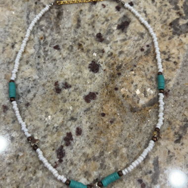 Pearl necklace with turquoise