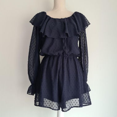 SHEIN Navy Swiss Dot Romper