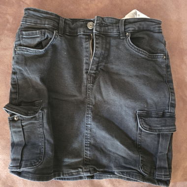 Black denim skirt