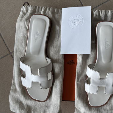Sandales Oran Hermès blanches 37,5