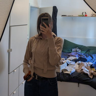 Hoodie en tricot beige