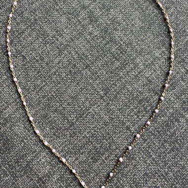 Collier acier inoxydable doré avec pendentif nacré