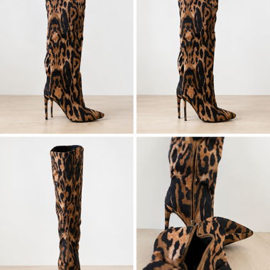 Leopard Print Overknee Boots