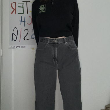 Jean mom gris
