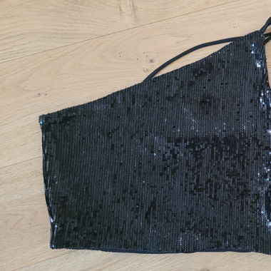 H&M One-Shoulder Top Pailleten - Black - Size S