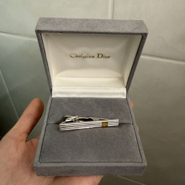 Christian Dior silver tie clip