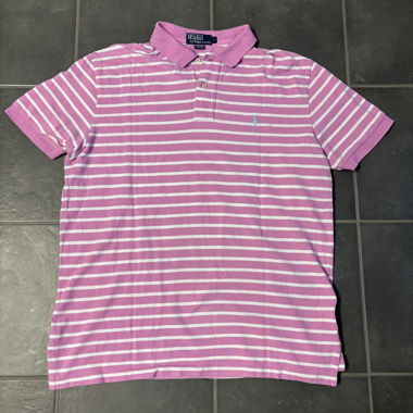 T-shirt vintage a righe rosa Polo Ralph Lauren