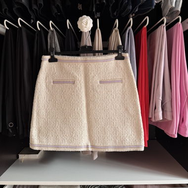 Jupe mini en tweed Maje crème lilas