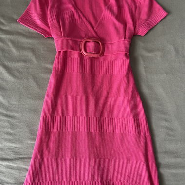 Robe portefeuille vintage Y2K rose côtelée