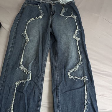 Breite Jeans mit Raffung