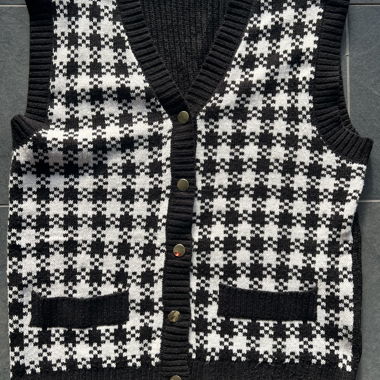 Black & White Houndstooth Sweater Vest 