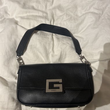 Guess black baguette Y2K G logo bag in silver