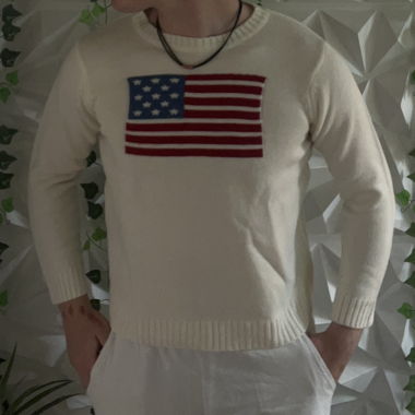 White Sweater with USA Flag