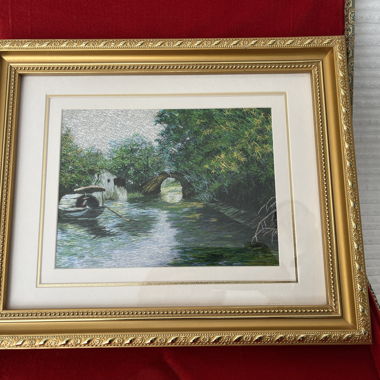 Elegant Framed Embroidered Landscape Artwork