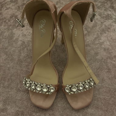Pink high heels with rhinestones