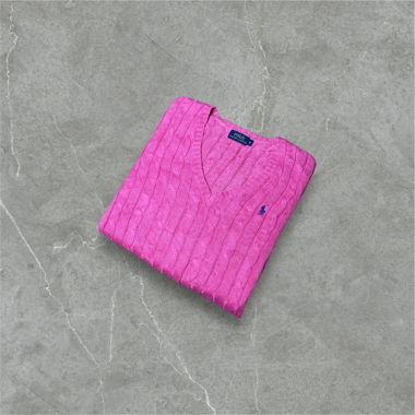 Pull torsadé Ralph Lauren rose femme 