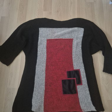 Strickpullover schwarz-rot-weiss