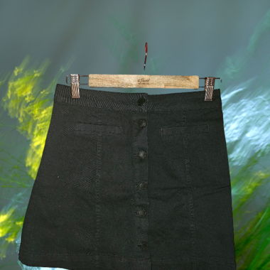 Jupe denim noir à boutons