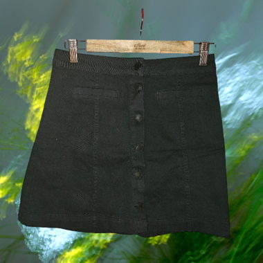 Jupe denim noir à boutons