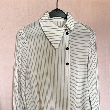 Bluse Vintage Nadelstreifen asymmetrisch 