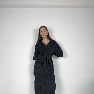Vintage 80s cotton black maxi dress