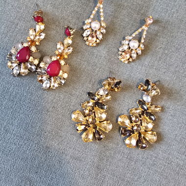 Rhinestone Earring Set