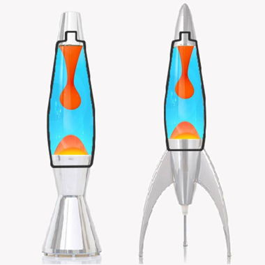 Mathmos Astrobaby Flasche Lavalampe Blau-Orange