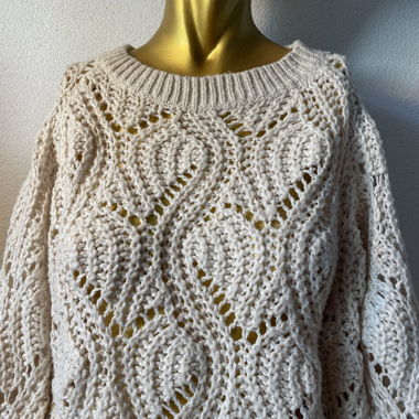 Pull tricoté, crème - M
