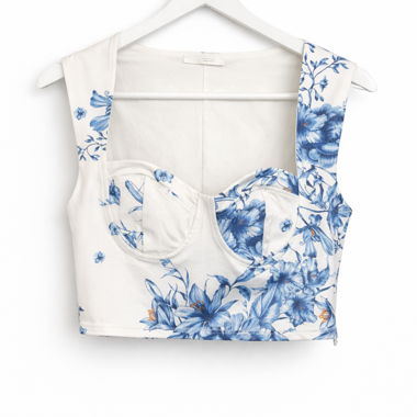 Top crop bustier floreale (stile corsetto)