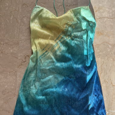 Short Sequin Dress Green-Blue