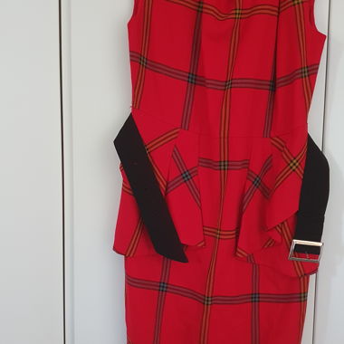 Elegant chequered  red dress