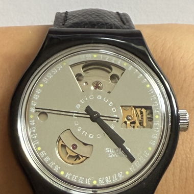 Vintage Swatch Black Motion Automatic Swiss Watch