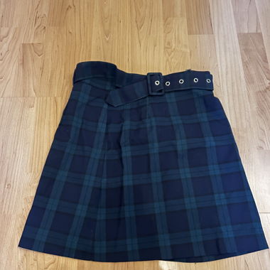Plaid mini skirt with belt